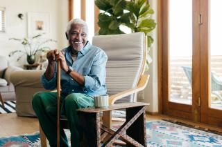 Senior sitting at home